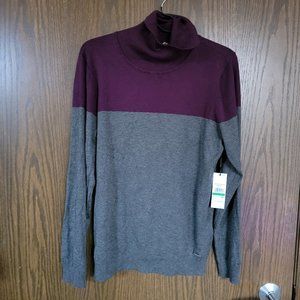 NWT Calvin Klein Plum and Grey Turtleneck Sweater Size Large
